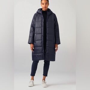 Eileen Fisher Eggshell Recycled Nylon Long Coat